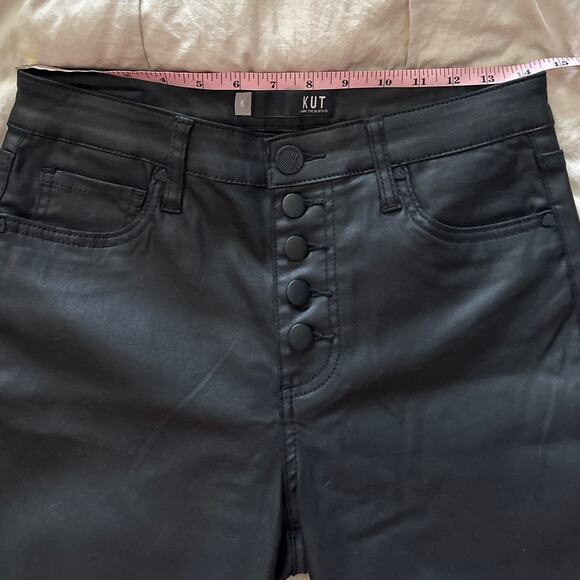 Kut from the Kloth Black Coated Mia High Rise Skinny Jeans‎ Button Fly 6 - Picture 8 of 9